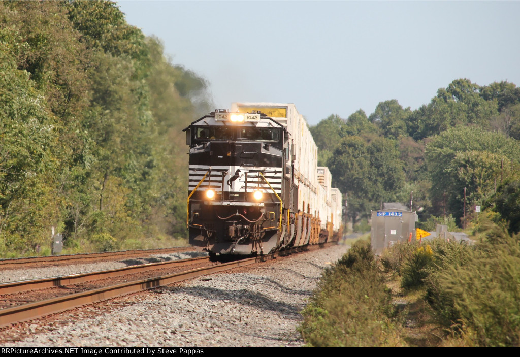 NS 1042 with a stack train at MP 143.5